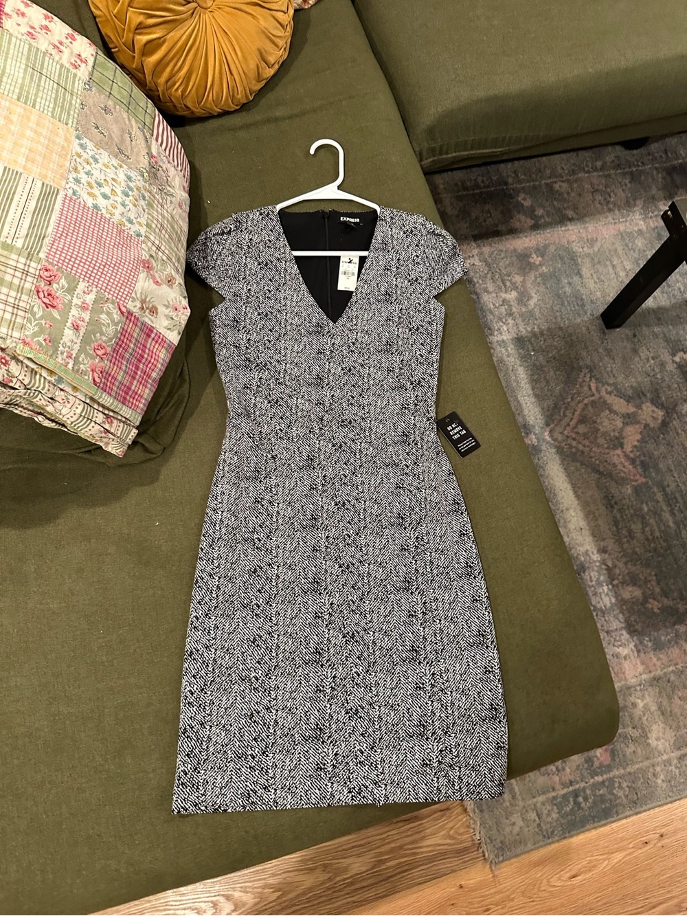 Express Black & White Herringbone Sheath Dress